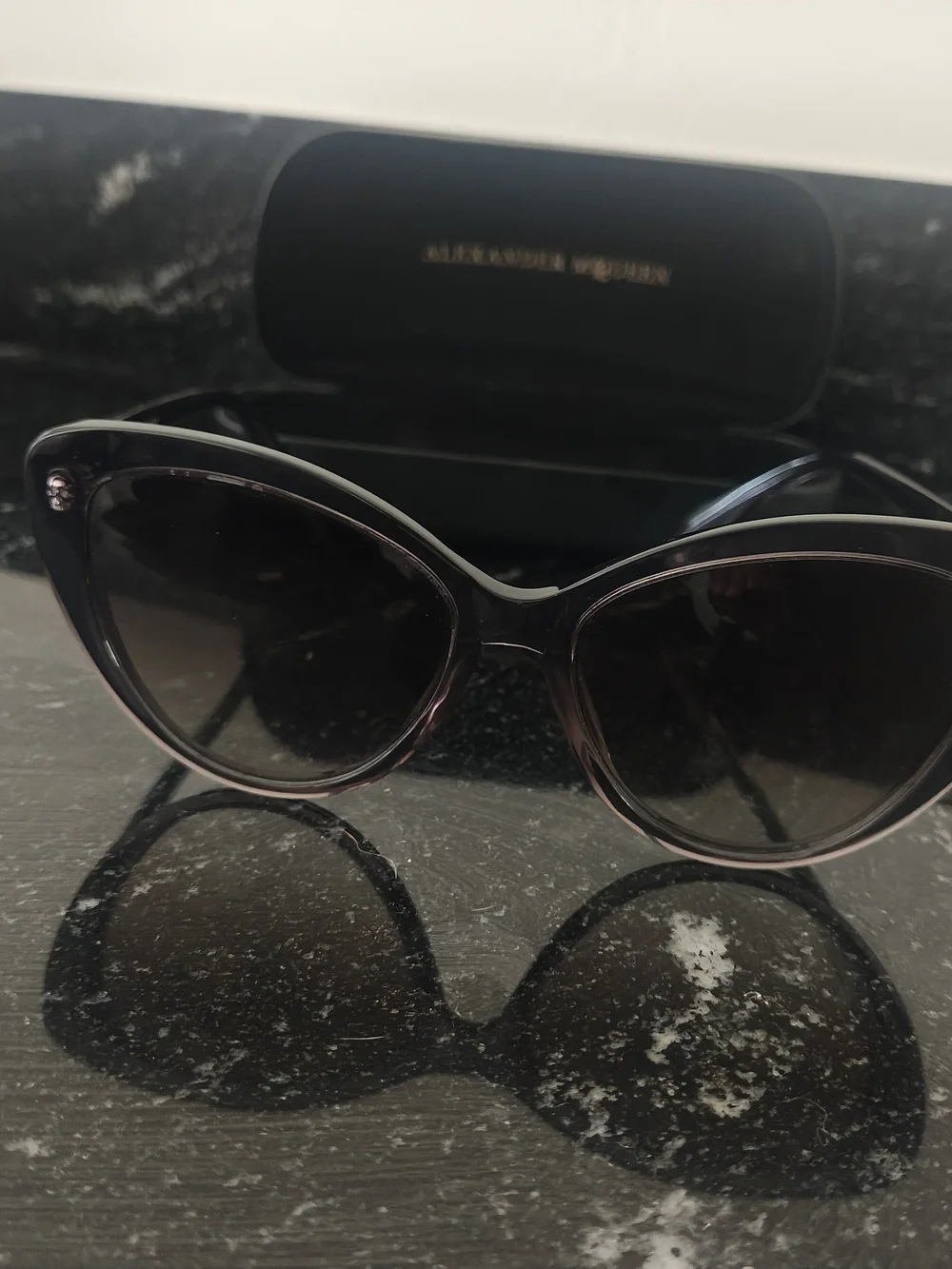 Alexander McQueen Grey Gradient Cat-Eye Sunglasses